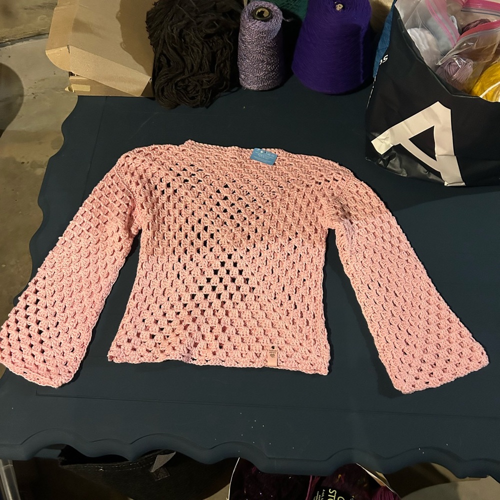 Pink Crochet Women Sweater Made With Love By Jodi